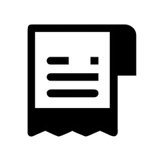 Receipt icon vector graphic for financial bookkeeping and accounting document record keeping management system