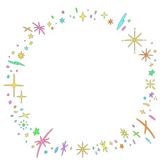 星とキラキラの輝く手描きフレーム/ポップで可愛い漫画スタイル