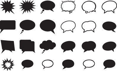 Mixed Style Dialogue Box Solid Vector Silhouette Collection 