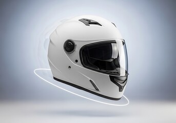 Fototapeta premium Sleek White Motorcycle Helmet with Visor on Soft Gradient Background