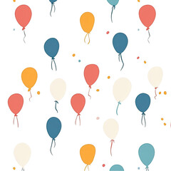Colorful balloons party seamless pattern design festive background fun red on transparent background