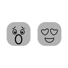 Shocked emoji icon. Loving hearts face. Emotion symbol Vector. Surprised reaction illustration.