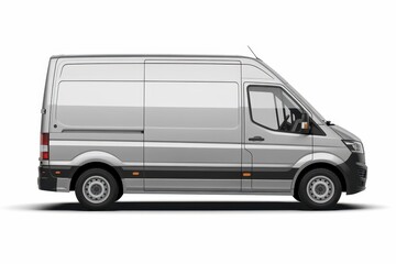 Naklejka premium Delivery Van Side View Isolated on White Background Transportation Concept, with empty blank space for text copy space or mockup design, high detail, 8k