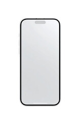 Sleek modern smartphone mockup featuring a blank white screen and a black frame isolated on transparent background