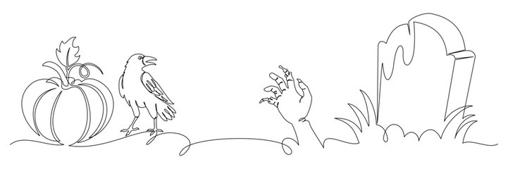 Halloween continuous line dra...