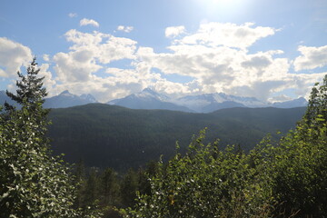 Canadian mountain landscape with clouds 
