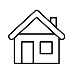 Simple Line Art Illustration of a House with Roof and Door
