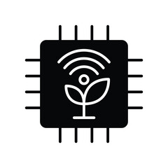 Microchip with Plant Symbolizing Technology and Sustainable Growth Concept