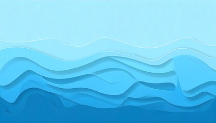 Fototapeta premium Abstract Blue Ocean Waves Background, Layered Paper Cut Style with Gradient Shades