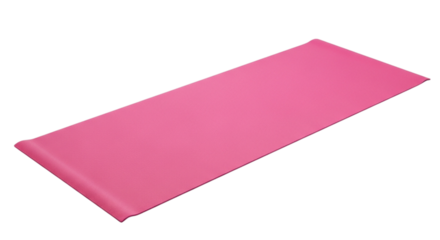 unrolled vibrant pink yoga mat, an isolated workout equipment on a white and transparent background for exercise and fitness concepts