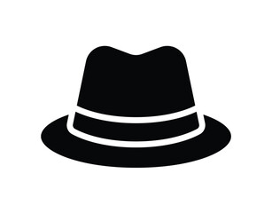 Classic Black Fedora Hat Silhouette with Bold White Stripe Detail