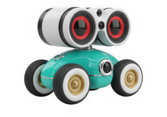 Photo of retro robot car isolated on transparent background, a vintage toy