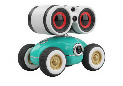 Photo of retro robot car isolated on transparent background, a vintage toy