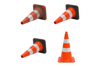Photo of traffic cones for road safety isolated on transparent background