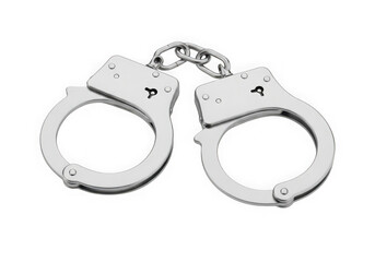 Photo of pair of metal handcuffs isolated on transparent background