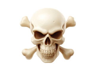 Obraz premium Realistic 3d render of a skull and crossbones, Isolated On White, Transparent Background, Png Cut Out