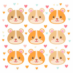 Obraz premium Minimal hamster faces in flat style