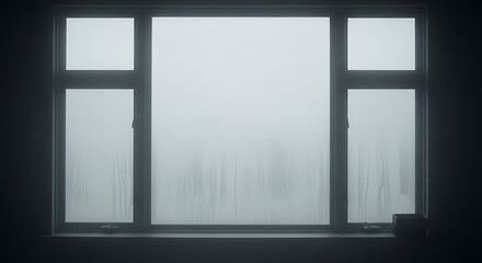 Foggy window on a dark day
