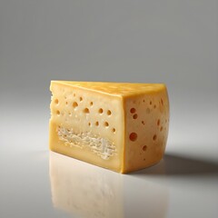 Golden and Porous: A wedge of Swiss cheese highlighted in a simple setting