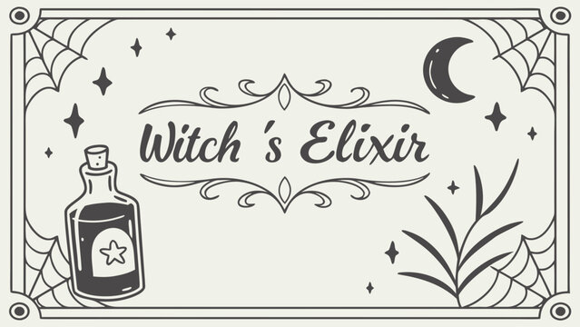 Witchcraft potion halloween elixir bottle vector graphic design for magical spell and mystical themed illustration