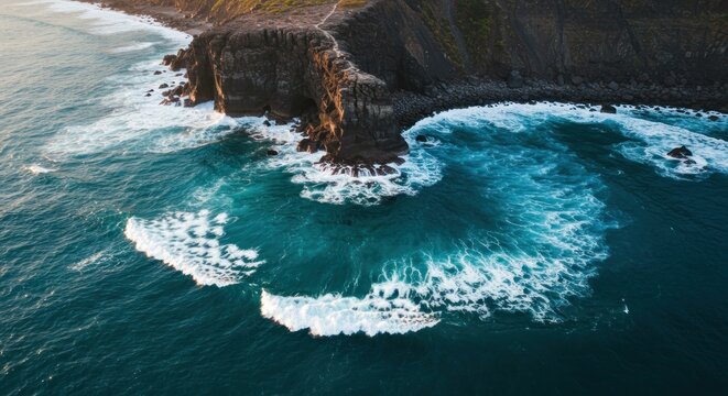 Coastal Cliffs and Waves