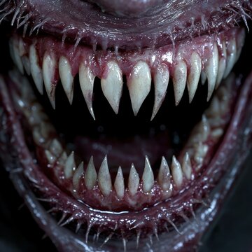 Terrifying monster maw with sharp teeth and horror.