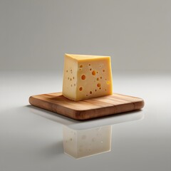 Perfect Portion: A Wedge of Swiss on a Wooden Board