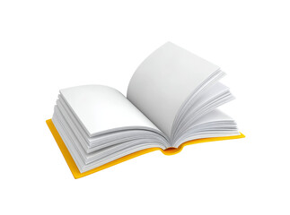 Fototapeta premium Open book with blank pages yellow cover isolated background, Isolated On White, Transparent Background, Png Cut Out