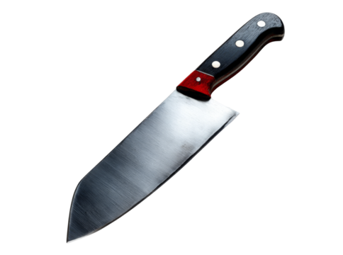 Sharp butcher knife isolated on black background kitchen tool, Isolated On White, Transparent Background, Png Cut Out