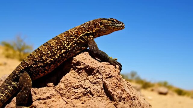 Desert lizard on rock wildlife photography