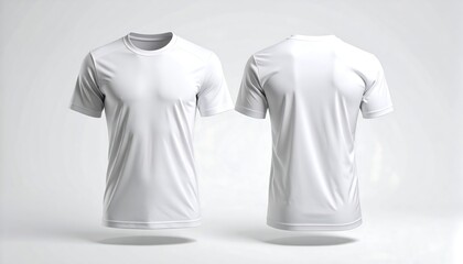 Blank white t-shirt mockup showing front and back views for apparel design