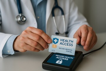 Secure medical access card for healthcare professional identification system