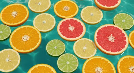 Citrus slices on water
