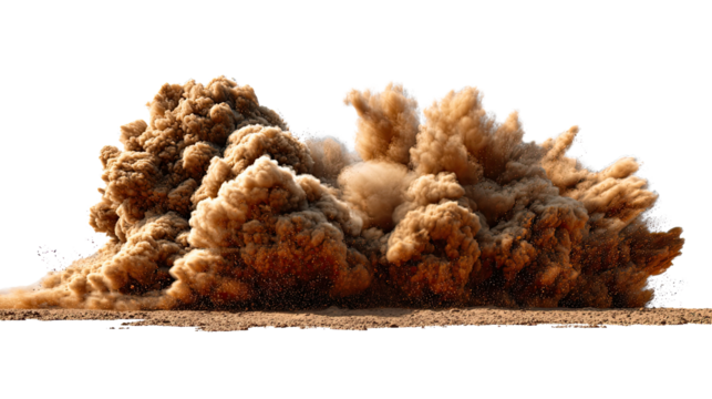 Explosive Dust Cloud Rising: A powerful display of nature's raw energy as a massive dust cloud erupts, captured with stunning clarity against a backdrop of the desert landscape.