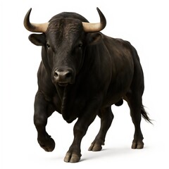 Powerful Black Bull Charging Forward