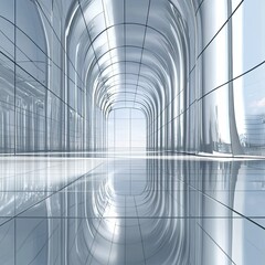 Obraz premium Futuristic architectural design showcasing a sleek and modern interior space with reflective