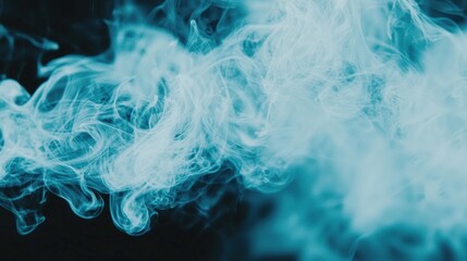 Obraz premium serene meditating spirituality clarity, A swirling cloud of blue smoke against a dark background, creating a mystical and ethereal atmosphere.