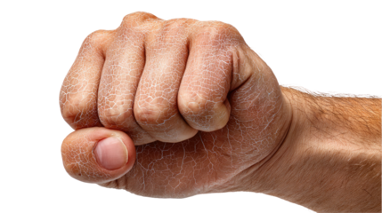 The Strength of a Fist: A close-up shot showcasing a clenched fist, symbolizing power, determination, and resolve. The rough texture of the skin adds depth and character to the image.