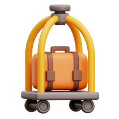 3d illustration luggage cart. A cheerful, simplified style for travel themes