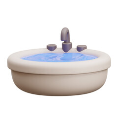 3d illustration sink filled with clean water. Good for children's books or bathroom illustrations