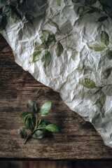 Creased paper with leaves