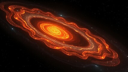 Protoplanetary disk with glowing organic molecules resembling cosmic constellations.
