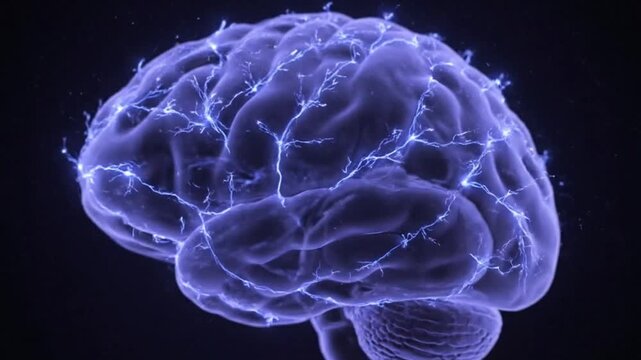Purple Brain Illustration with 3D Effect
