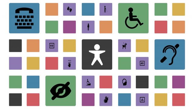 Animation for accessibility with icons and colored squares