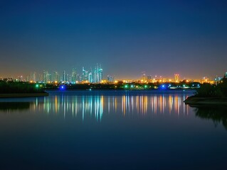 Fototapeta premium ultra quality picture of panoramic view of abu dhabi sheikh zayed mosque by night uae