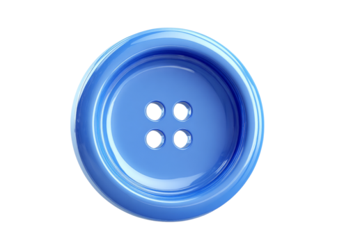 Shiny blue four hole button isolated on black background, Isolated On White, Transparent Background, Png Cut Out