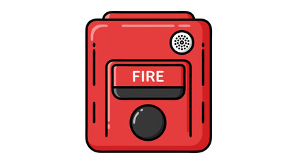 Fototapeta premium Stylized Fire Alarm Illustration with Bold Red Casing and Black Accents for Safety Awareness