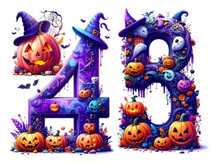 number 4 3 on a white background for Halloween.