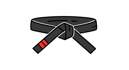 Stylized Martial Arts Black Belt Illustration Symbolizing Achievement and Discipline in Combat Sports and Self-Defense Practices