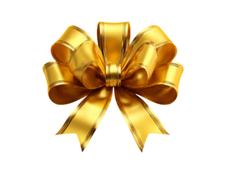 Elegant gold bow isolated on black background luxury gift decoration, Isolated On White, Transparent Background, Png Cut Out